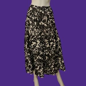 JANE ASHLEY Black Floral Tiered Goth Boho Circle Maxi Skirt